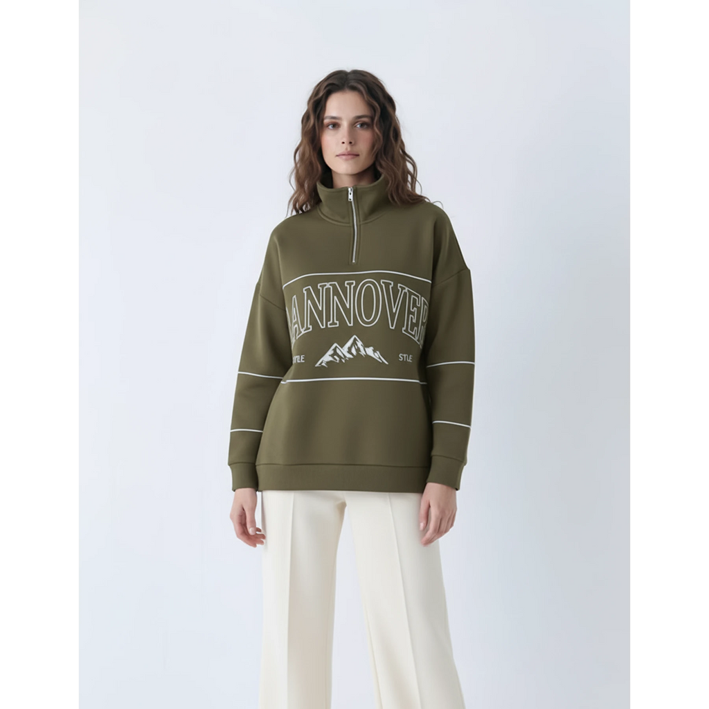 Green Hannover Quarter Zipper Sweatshirt | Montivo Pakistan