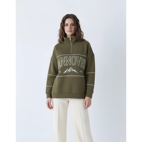Green Hannover Quarter Zipper Sweatshirt | Montivo Pakistan