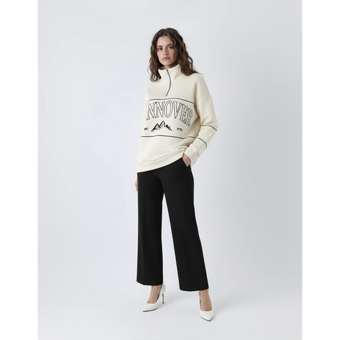 Cream Hannover Quarter Zipper Sweatshirt | Montivo Pakistan