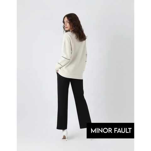 (Minor Fault) Cream Hannover Quarter Zipper Sweatshirt | Montivo Pakistan