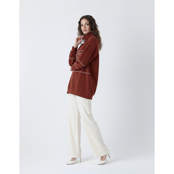 Rust Hannover Quarter Zipper Sweatshirt | Montivo Pakistan