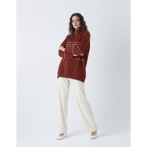Rust Hannover Quarter Zipper Sweatshirt | Montivo Pakistan
