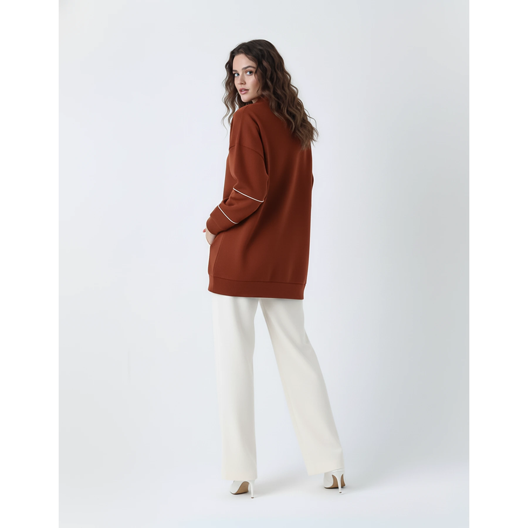 Rust Hannover Quarter Zipper Sweatshirt | Montivo Pakistan