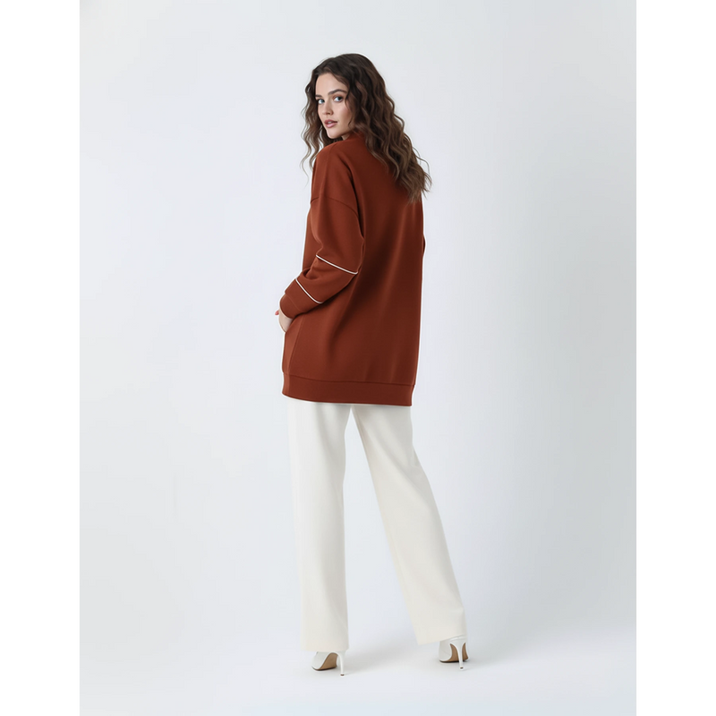 Rust Hannover Quarter Zipper Sweatshirt | Montivo Pakistan