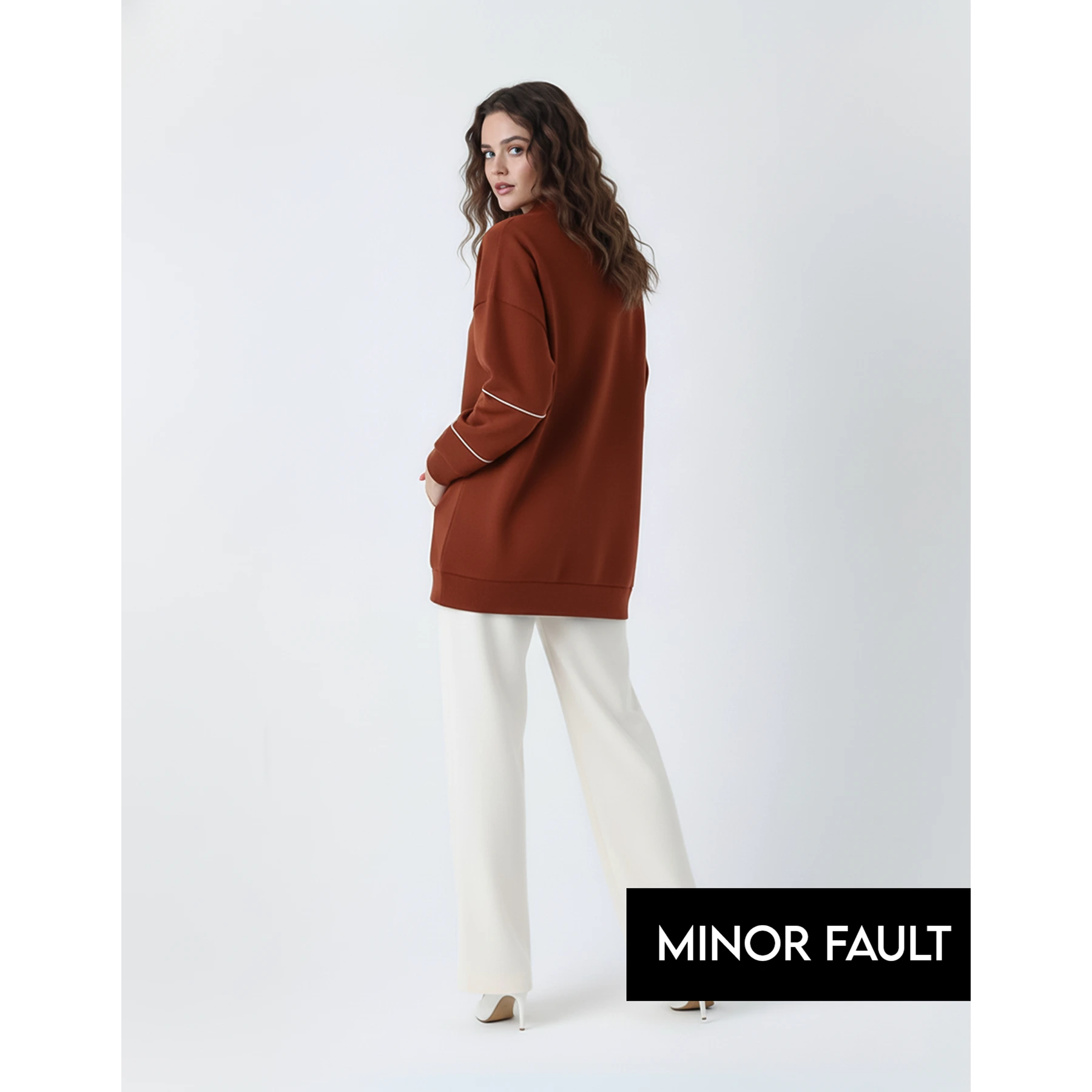 (Minor Fault) Rust Hannover Quarter Zipper Sweatshirt | Montivo Pakistan