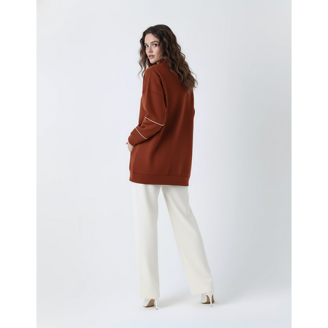 Rust Hannover Quarter Zipper Sweatshirt | Montivo Pakistan