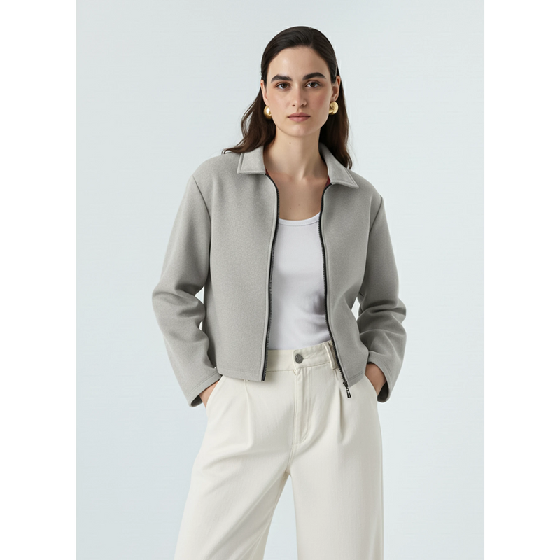 Grey Zipper Coat Jacket | Montivo Pakistan