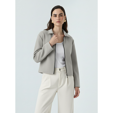 Grey Zipper Coat Jacket | Montivo Pakistan