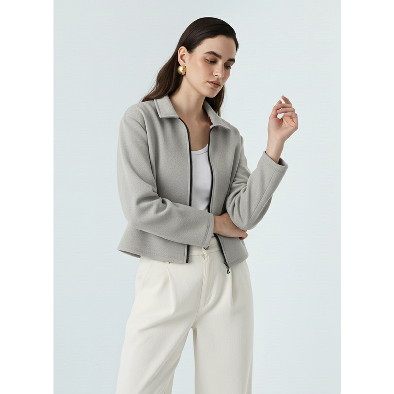 Grey Zipper Coat Jacket | Montivo Pakistan