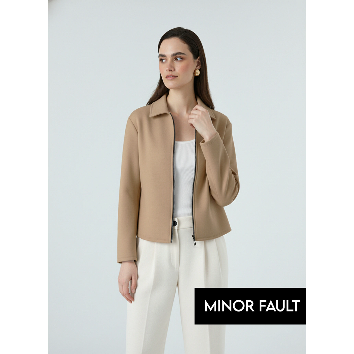 (Minor Fault) Brown Zipper Coat Jacket | Montivo Pakistan