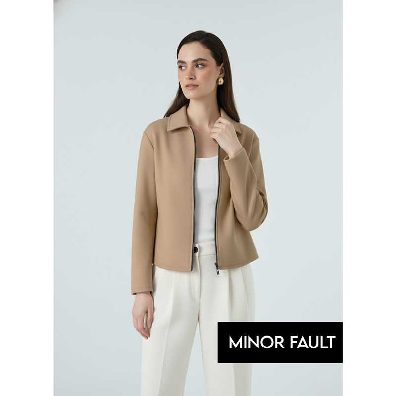 (Minor Fault) Brown Zipper Coat Jacket | Montivo Pakistan