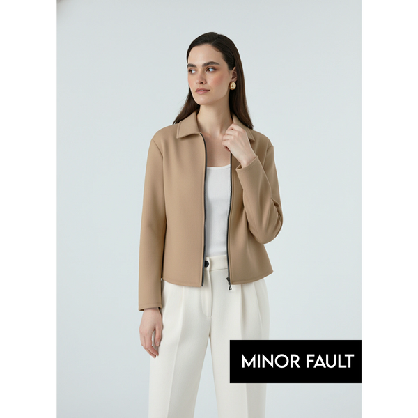 (Minor Fault) Brown Zipper Coat Jacket | Montivo Pakistan