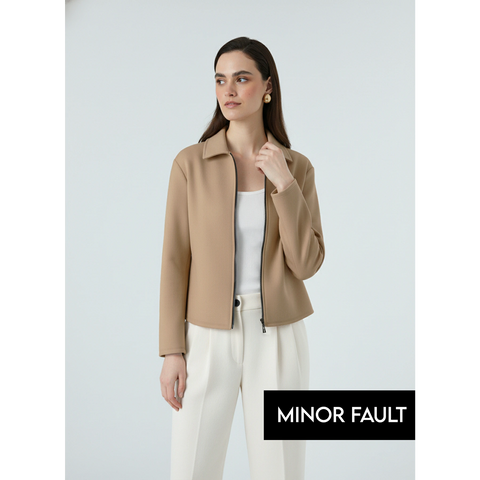 (Minor Fault) Brown Zipper Coat Jacket | Montivo Pakistan