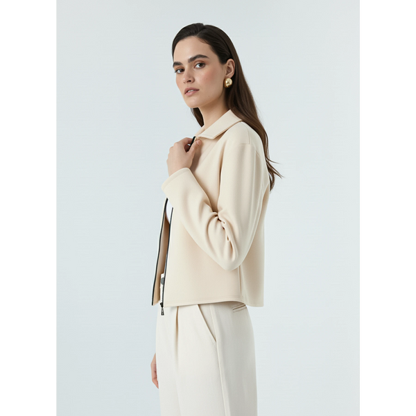 Cream Zipper Coat Jacket | Montivo Pakistan