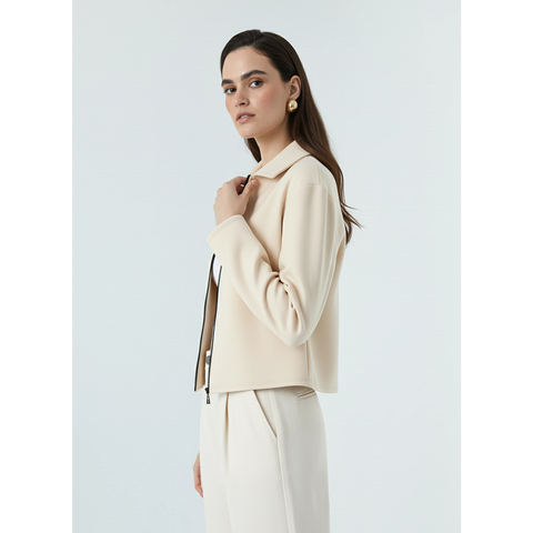 Cream Zipper Coat Jacket | Montivo Pakistan