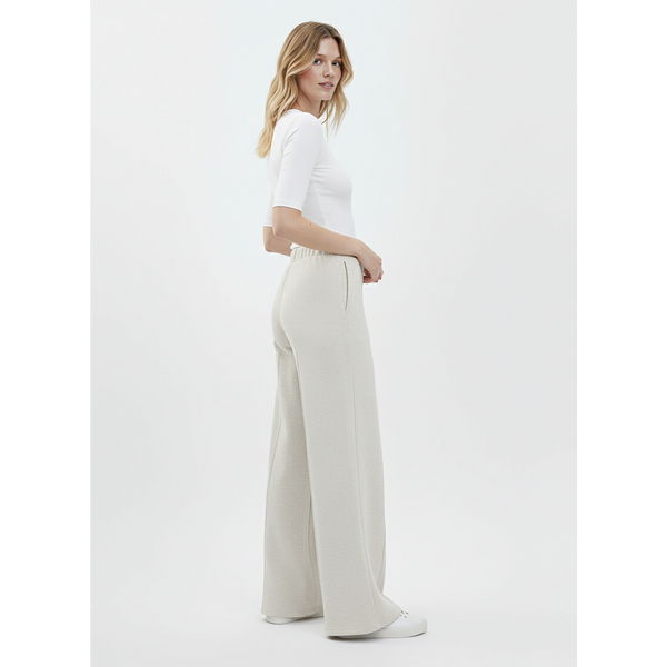 White Melange Front Seam Extra Wide Leg Trousers | Montivo Pakistan