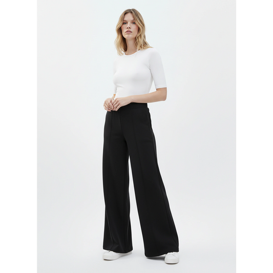 Black Front Seam Extra Wide Leg Trousers | Montivo Pakistan