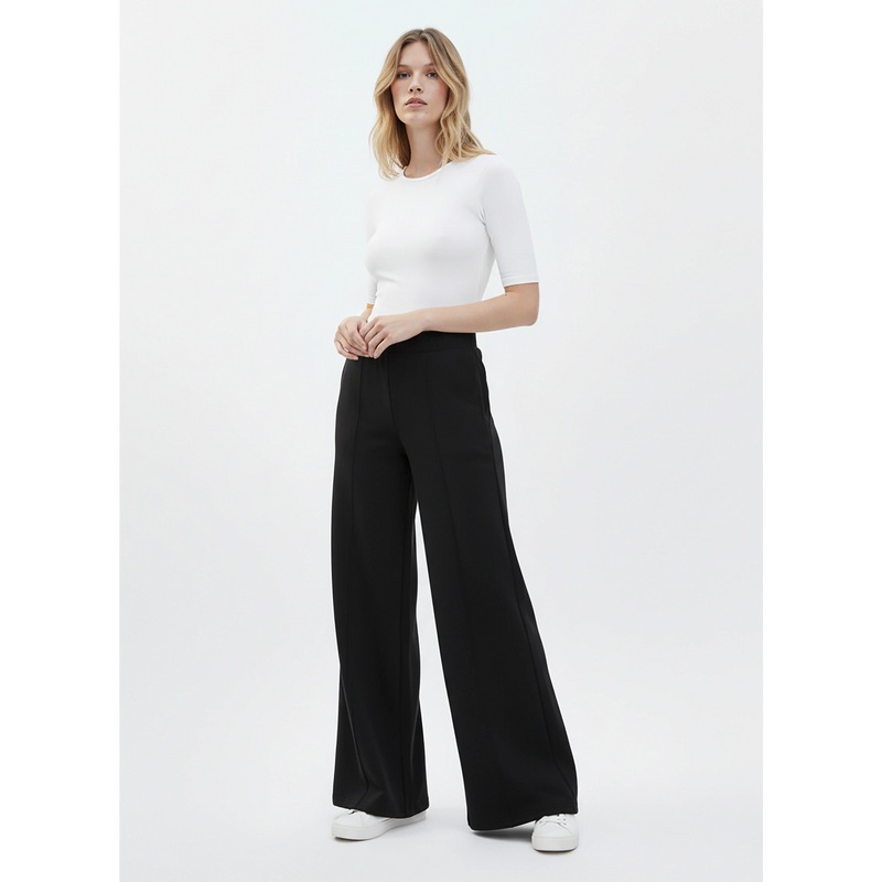 Black Front Seam Extra Wide Leg Trousers | Montivo Pakistan
