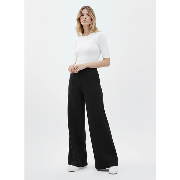 Black Front Seam Extra Wide Leg Trousers | Montivo Pakistan