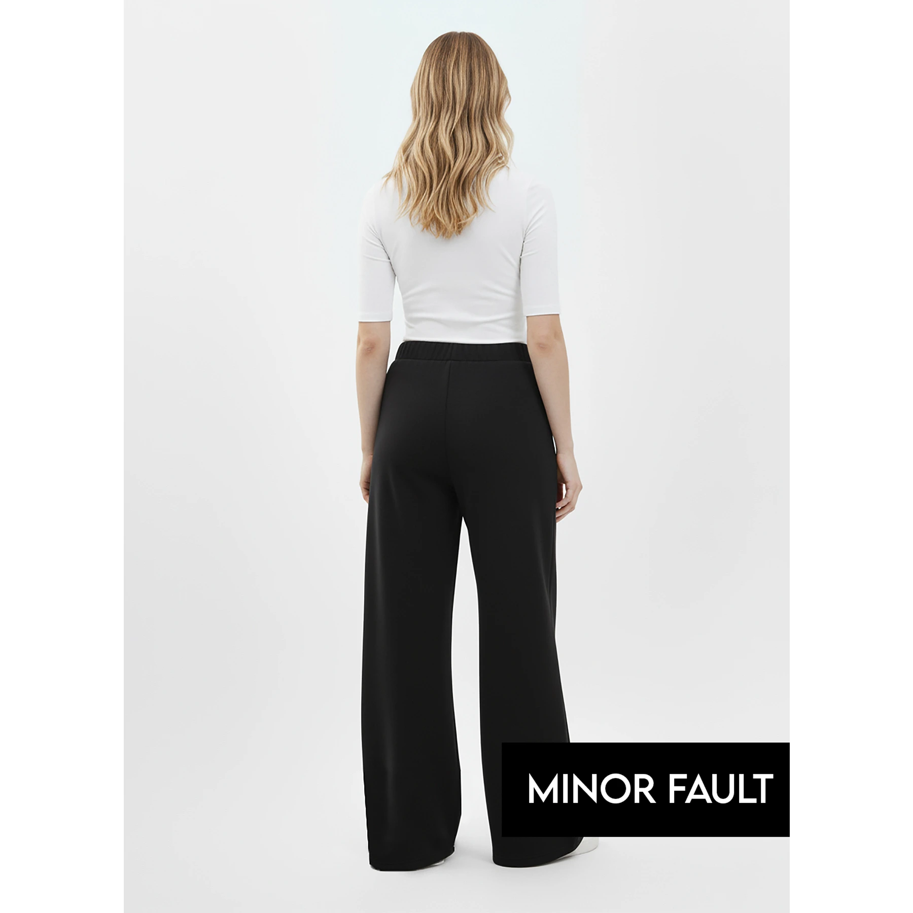 (Minor Fault) Black Front Seam Extra Wide Leg Trousers | Montivo Pakistan