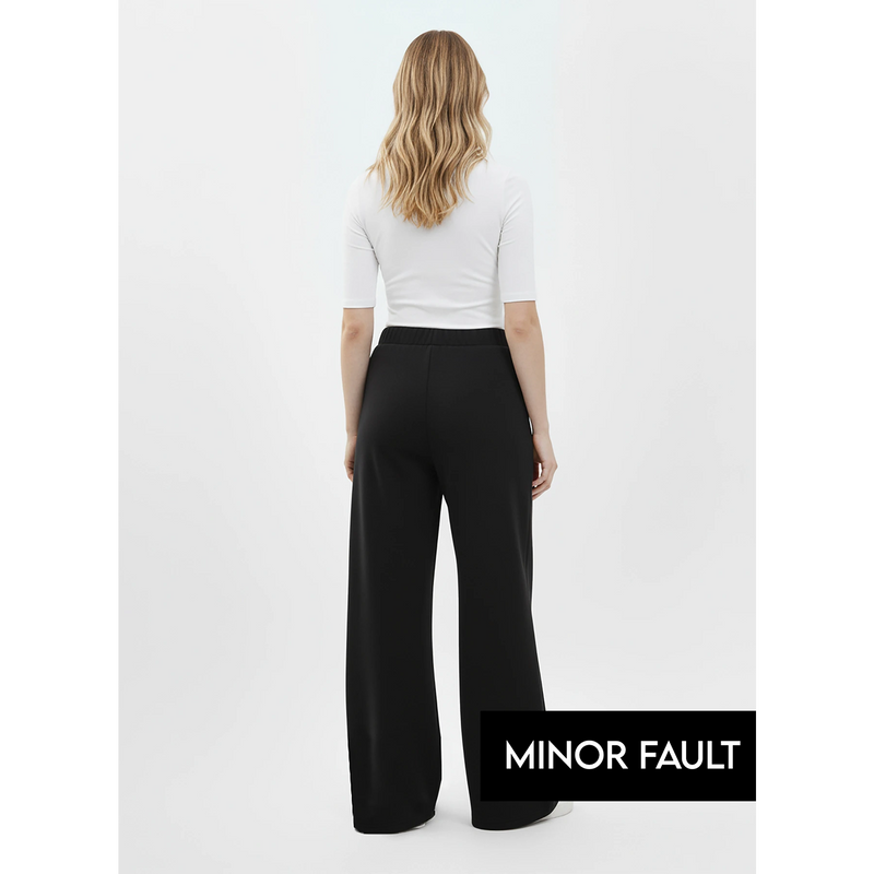 (Minor Fault) Black Front Seam Extra Wide Leg Trousers | Montivo Pakistan