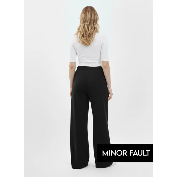 (Minor Fault) Black Front Seam Extra Wide Leg Trousers | Montivo Pakistan
