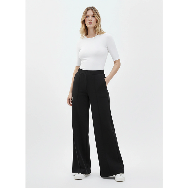 Black Front Seam Extra Wide Leg Trousers | Montivo Pakistan