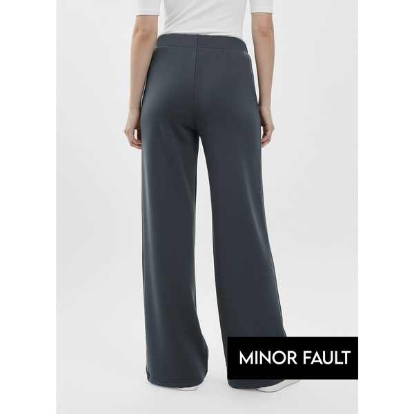 (Minor Fault) Grey Front Seam Extra Wide Leg Trousers | Montivo Pakistan