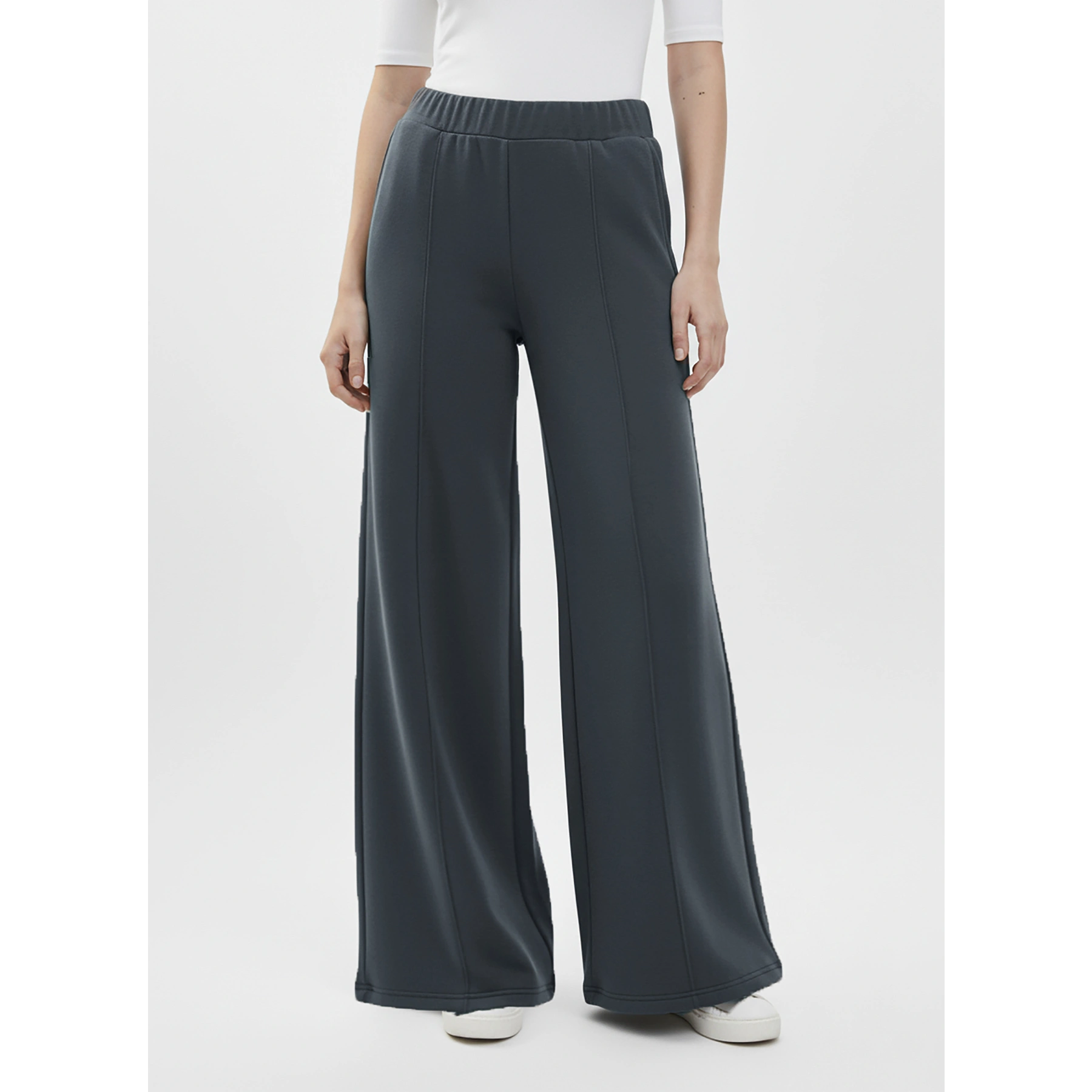 Grey Front Seam Extra Wide Leg Trousers | Montivo Pakistan