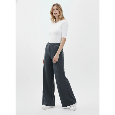 Grey Front Seam Extra Wide Leg Trousers | Montivo Pakistan