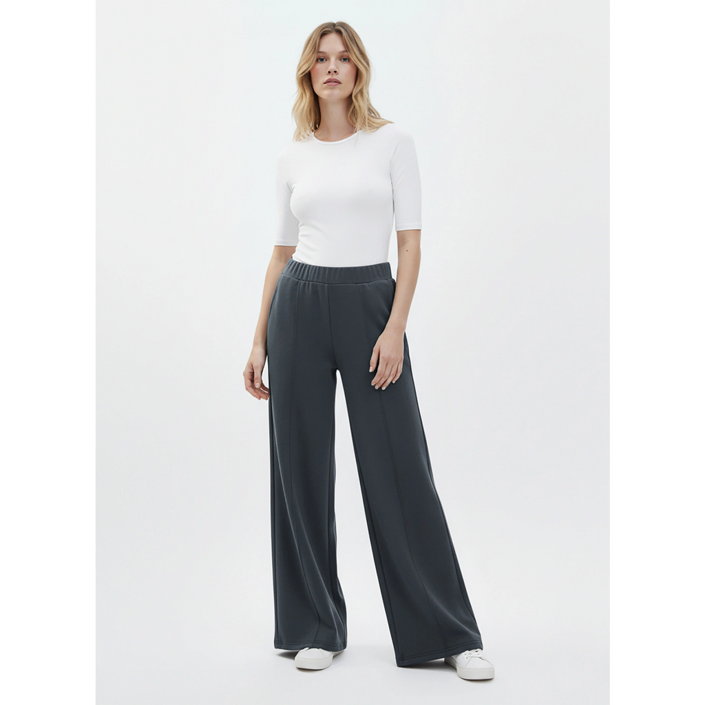 Grey Front Seam Extra Wide Leg Trousers | Montivo Pakistan