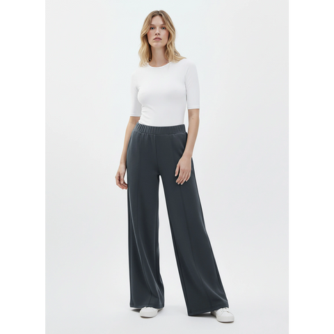 Grey Front Seam Extra Wide Leg Trousers | Montivo Pakistan