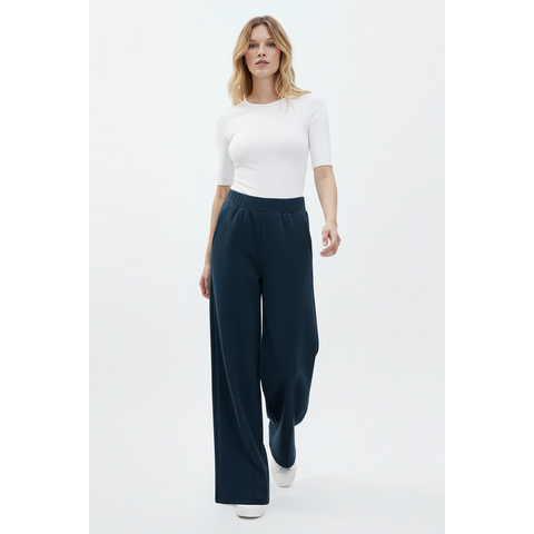Blue Front Seam Extra Wide Leg Trousers | Montivo Pakistan