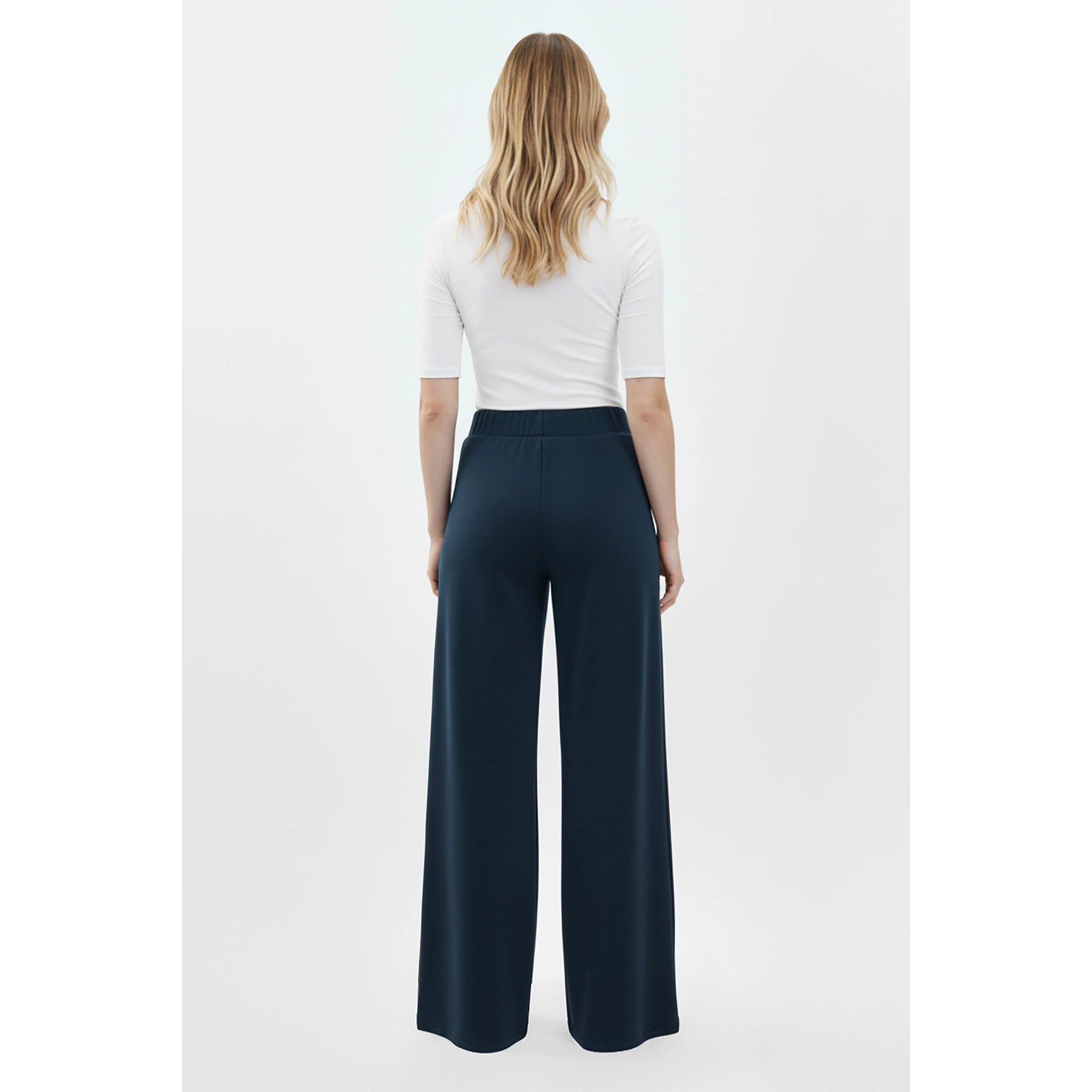 Blue Front Seam Extra Wide Leg Trousers | Montivo Pakistan