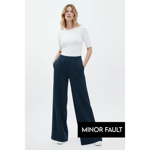(Minor Fault) Blue Front Seam Extra Wide Leg Trousers | Montivo Pakistan
