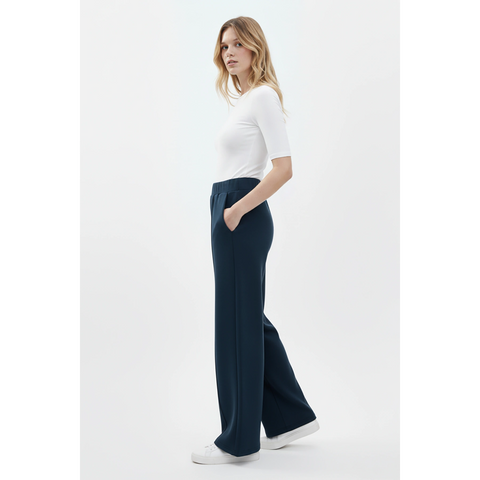 Blue Front Seam Extra Wide Leg Trousers | Montivo Pakistan