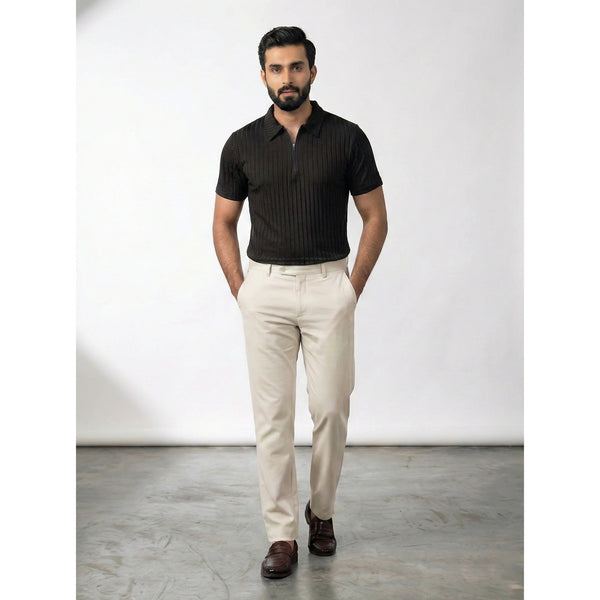 Black Drop Needle Zipper Polo | Montivo Pakistan