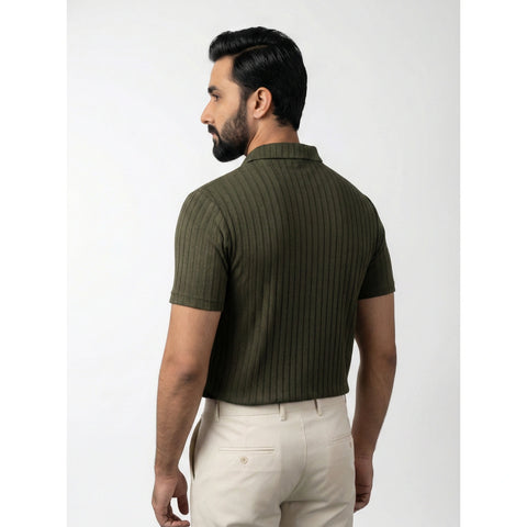 Green Drop Needle Zipper Polo | Montivo Pakistan