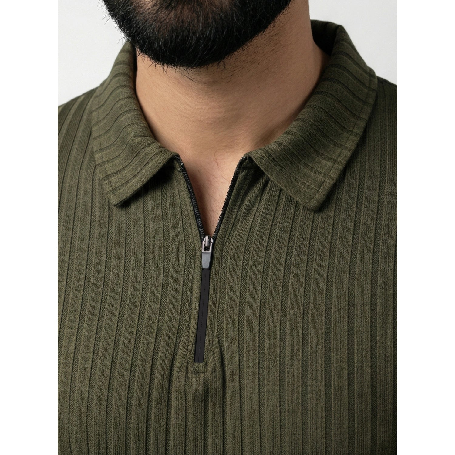 Green Drop Needle Zipper Polo | Montivo Pakistan