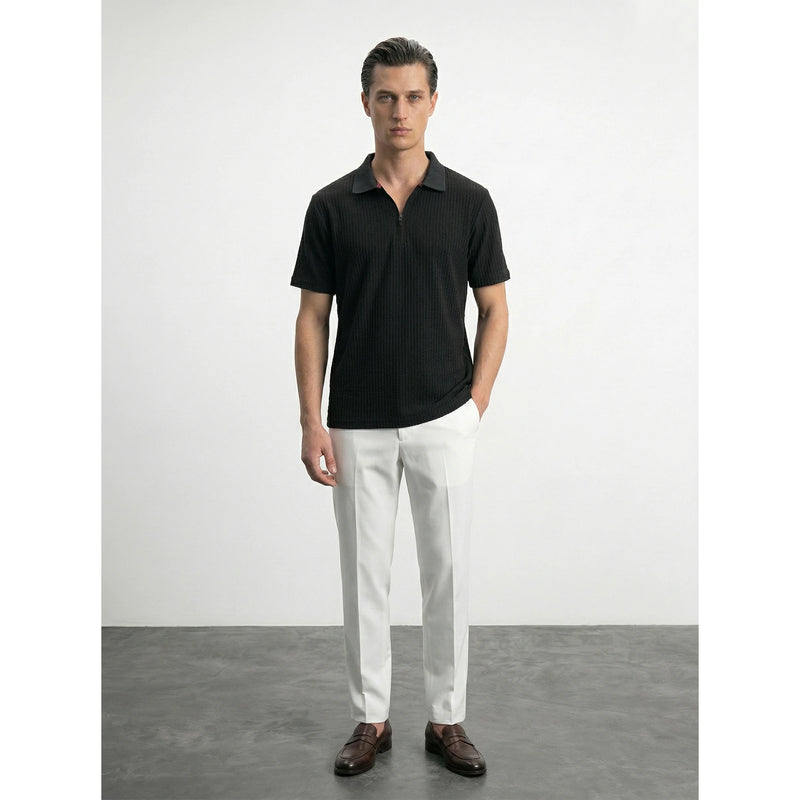 Black Textured Half Sleeves Polo | Montivo Pakistan
