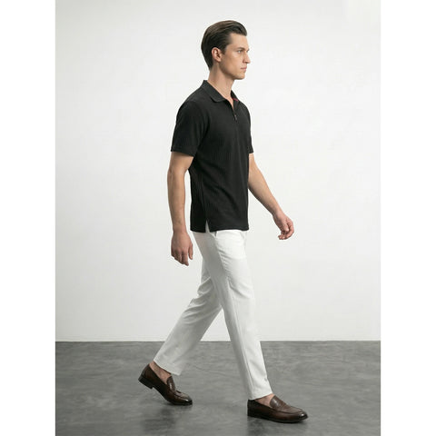 Black Textured Half Sleeves Polo | Montivo Pakistan