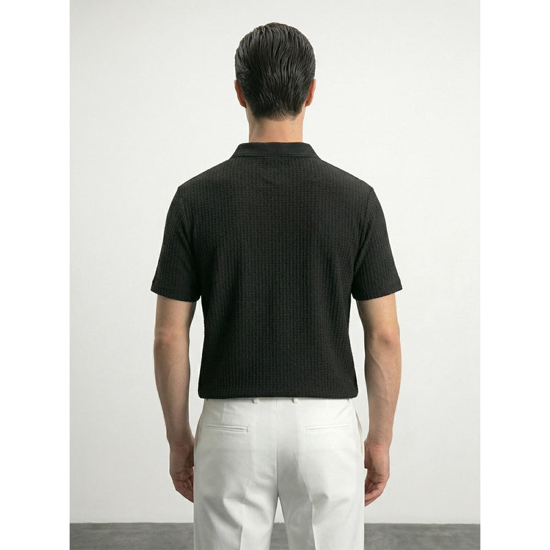 Black Textured Half Sleeves Polo | Montivo Pakistan