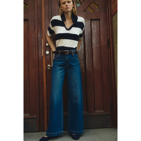 Blue High Rise Wide Leg Jeans | Montivo Pakistan