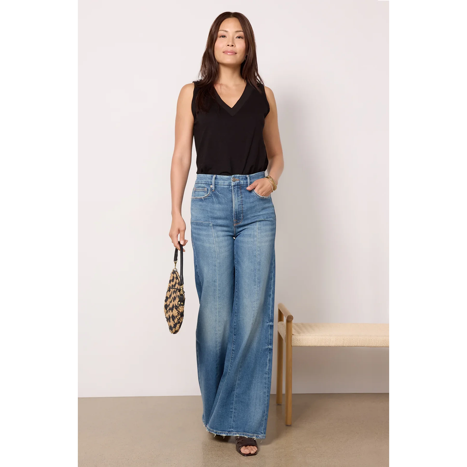Palazzo Wide Leg Seamed Jeans | Montivo Pakistan