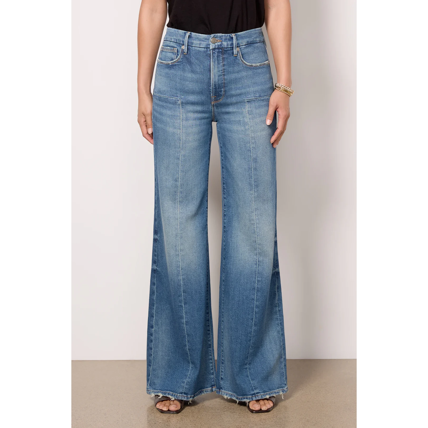 Palazzo Wide Leg Seamed Jeans | Montivo Pakistan