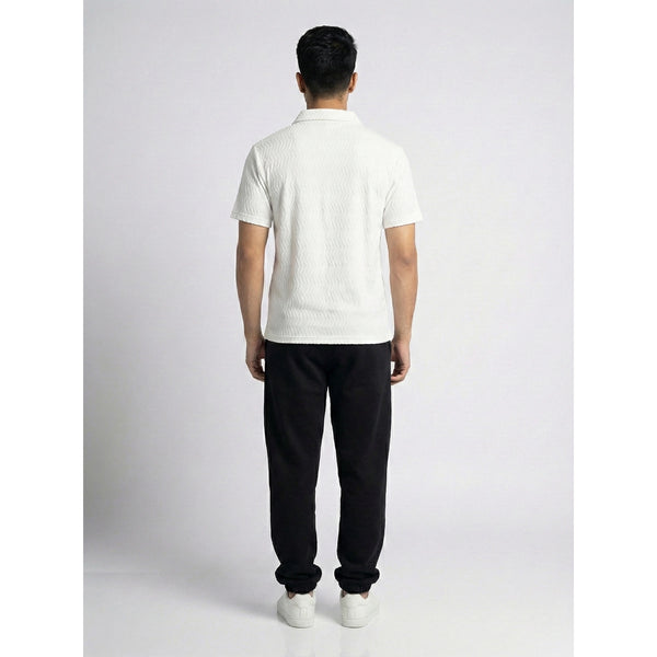 White Textured Zipper Polo | Montivo Pakistan