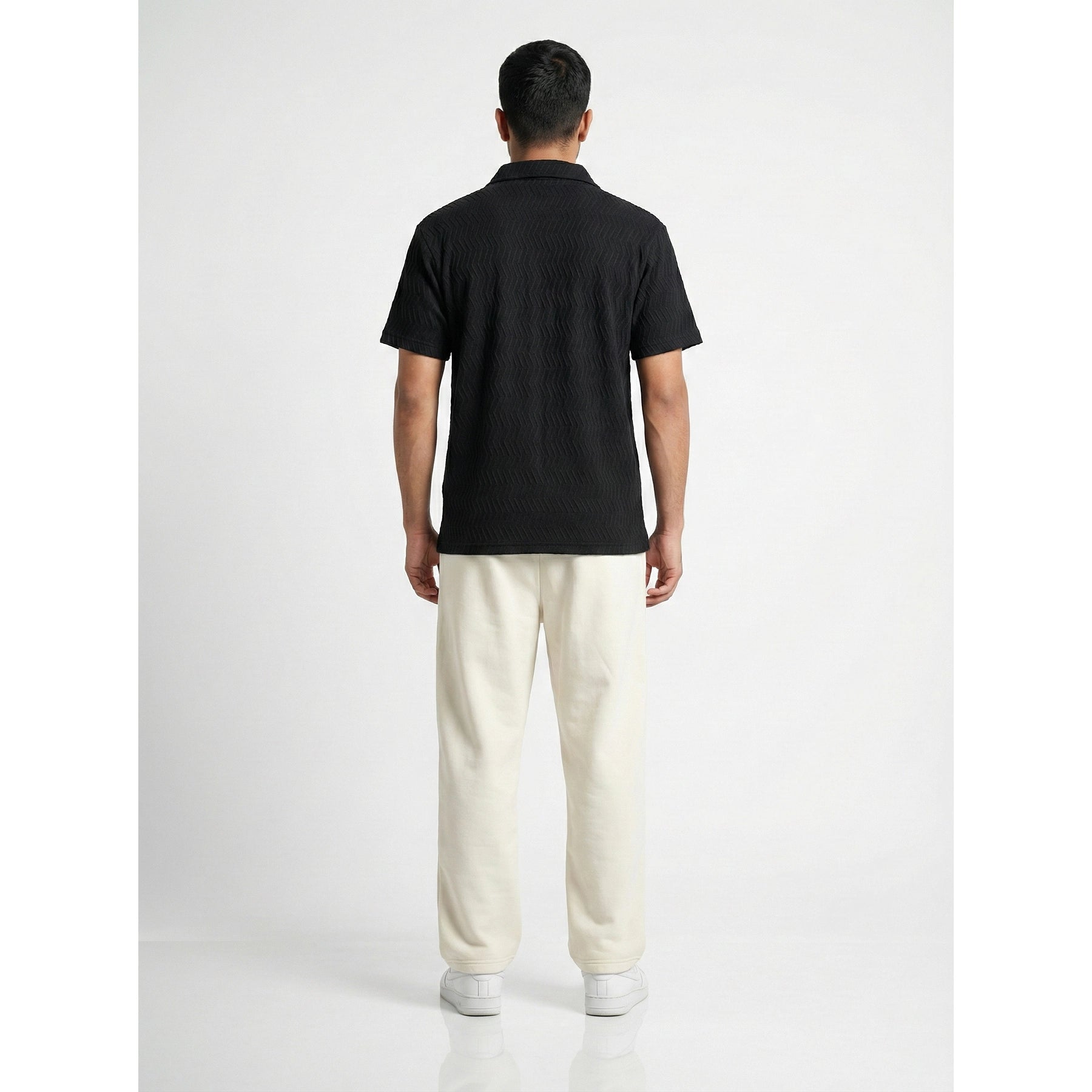 Black Textured Zipper Polo | Montivo Pakistan