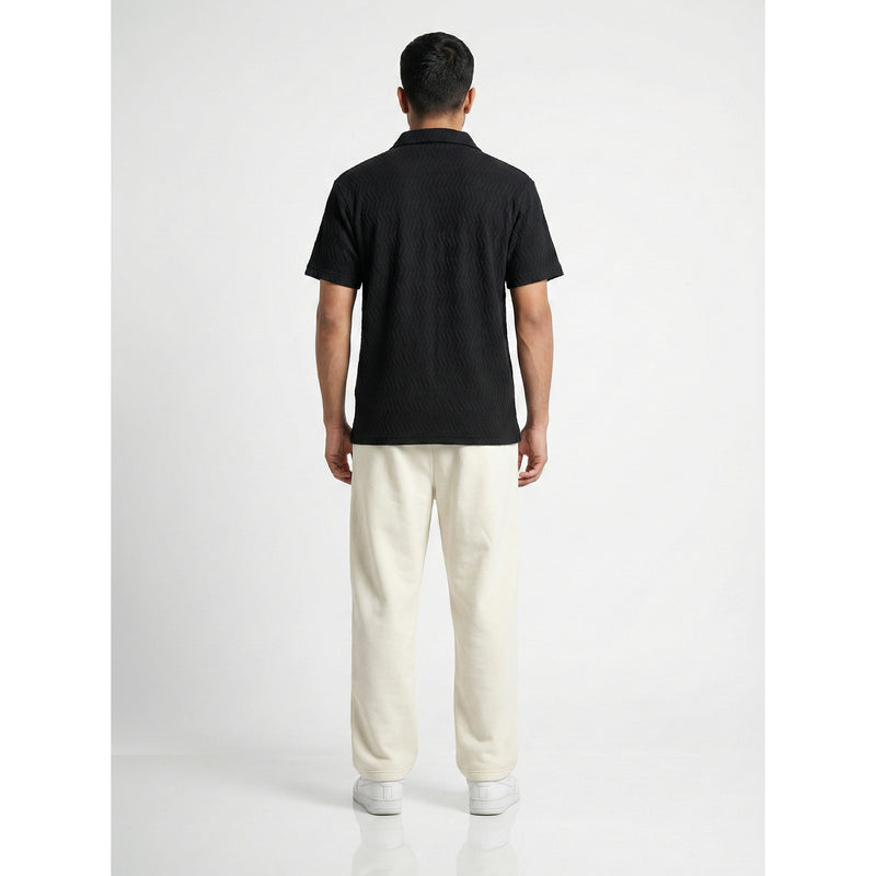 Black Textured Zipper Polo | Montivo Pakistan