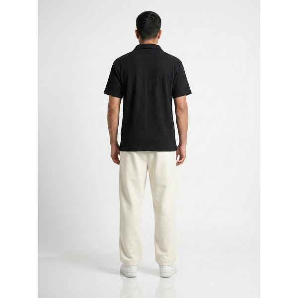 Black Textured Zipper Polo | Montivo Pakistan