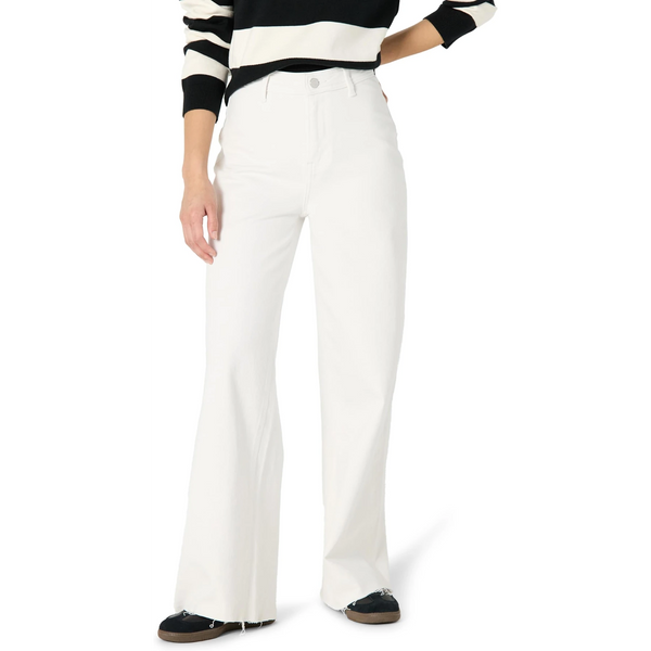 White Wide Leg Frayed Hem Jeans | Montivo Pakistan